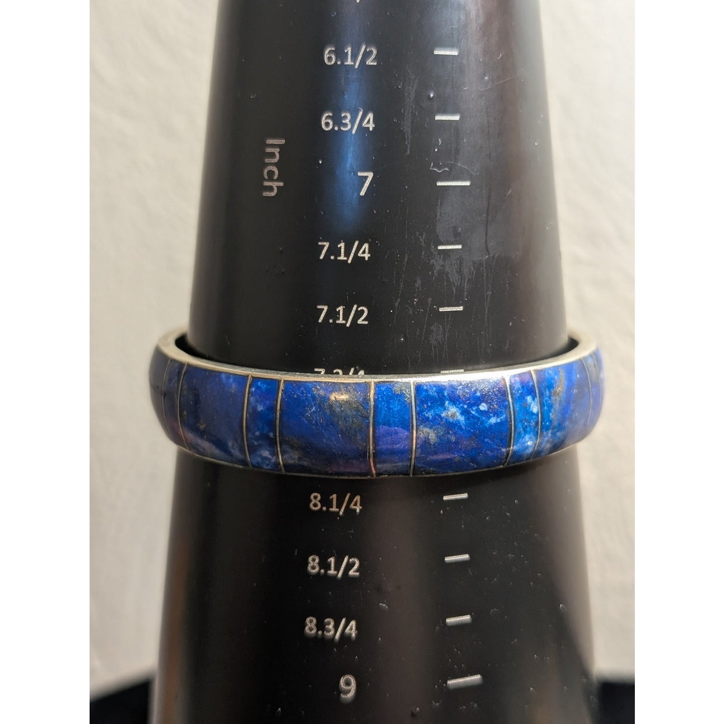Vintage Sterling Lapis Lazuli Inlaid Bangle Bracelet 40.54 grams