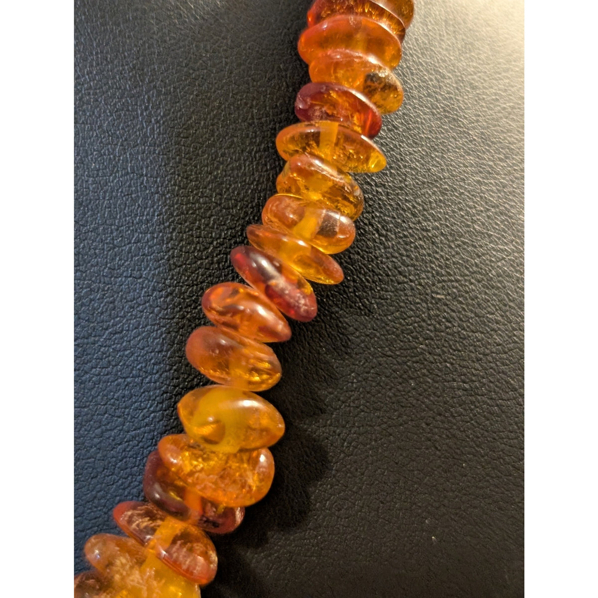 Vintage Graduated Amber Nugget Chip 19" Necklace w/ Barrel Clasp