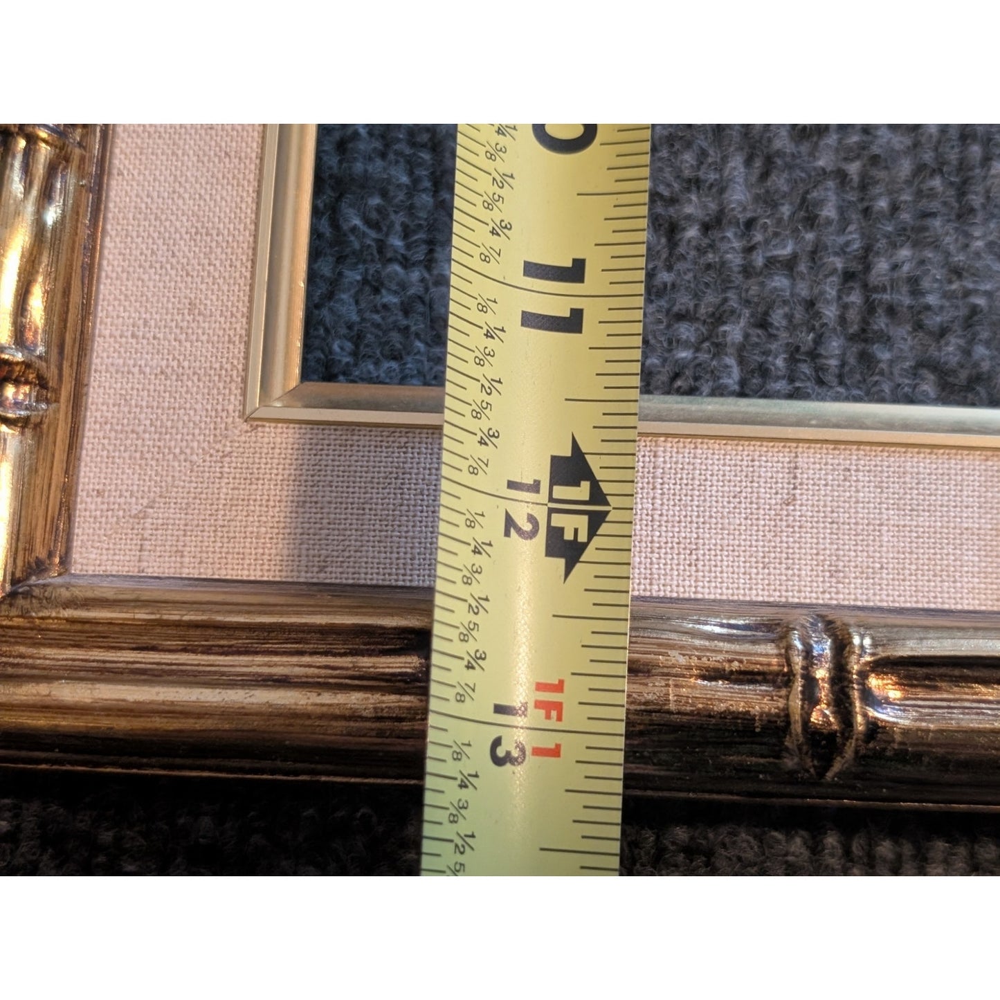 Vintage Gilt Bamboo Look Wood Frame W/ Canvas Border 8 X 10