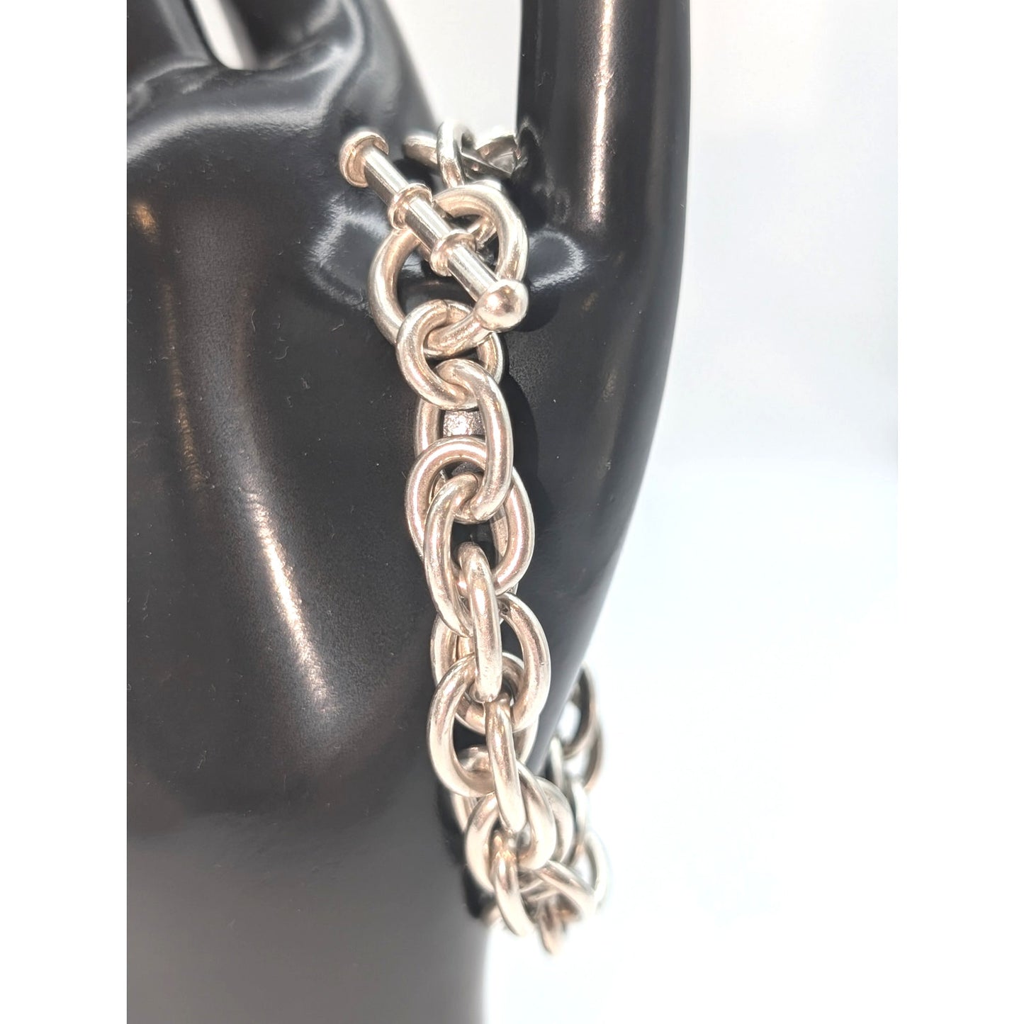 Vintage 925 Sterling Silver Heavy Multi-Oval Chain Link Toggle Bracelet 54.87g