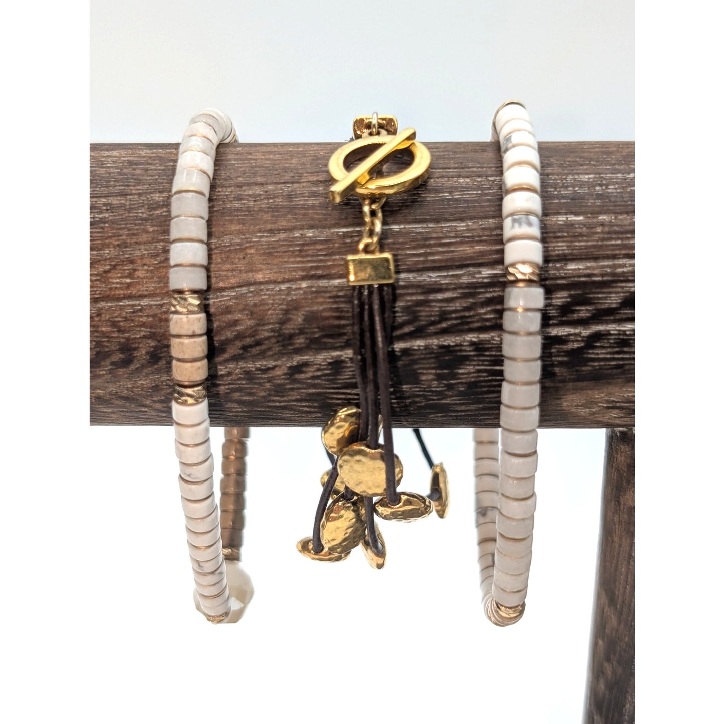 Lot of Three Gold Tone Coordinating Bracelets