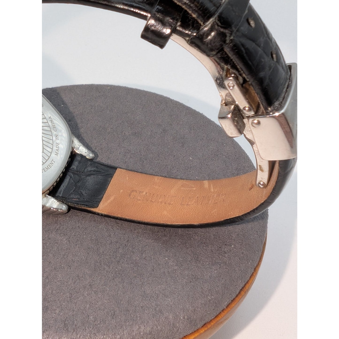 Judith Ripka MOP Sterling Silver Case Genuine Leather Band Double Heart Watch