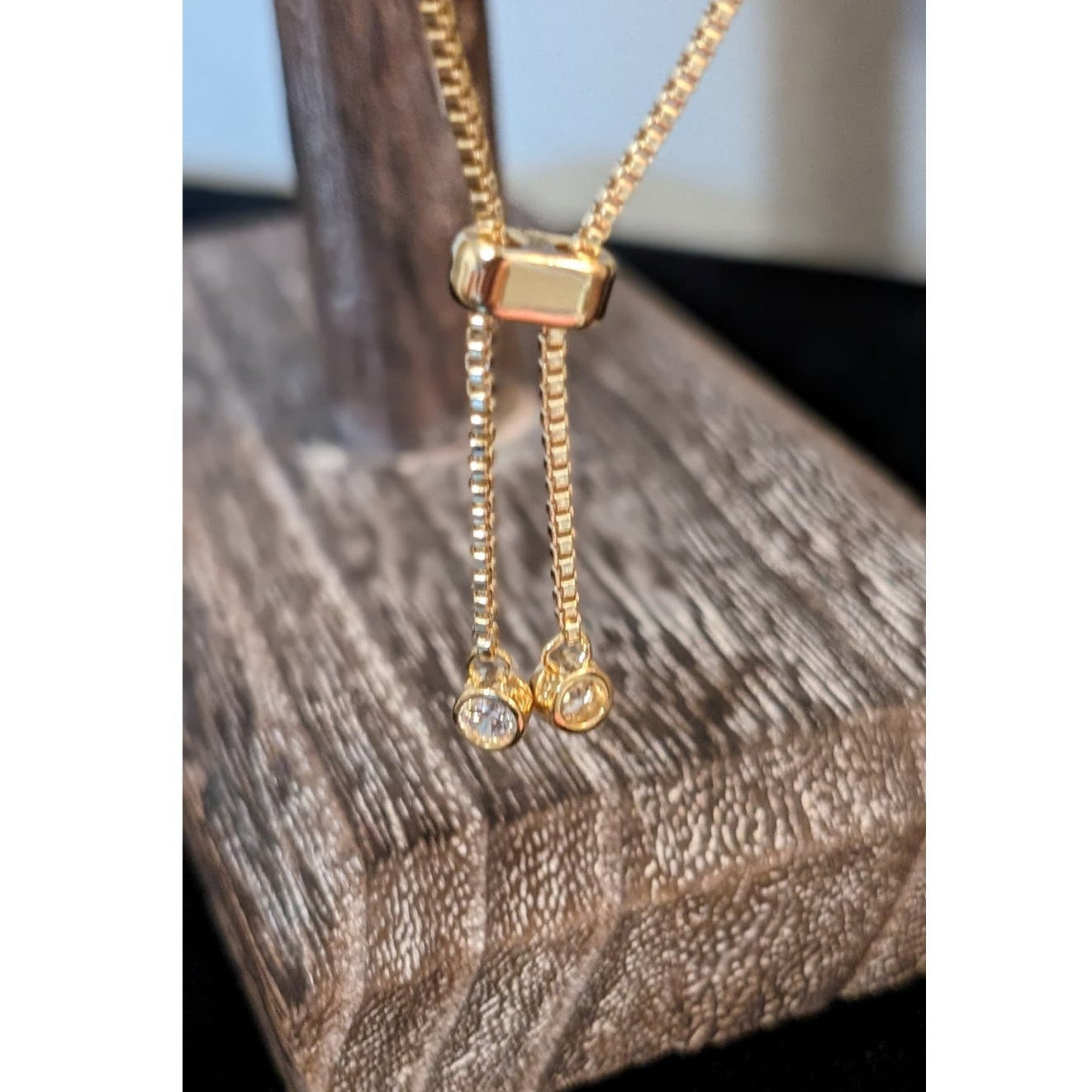 Gold Tone Rhodium Plated Box Chain Sparkle Starfish Adjustable Bracelet
