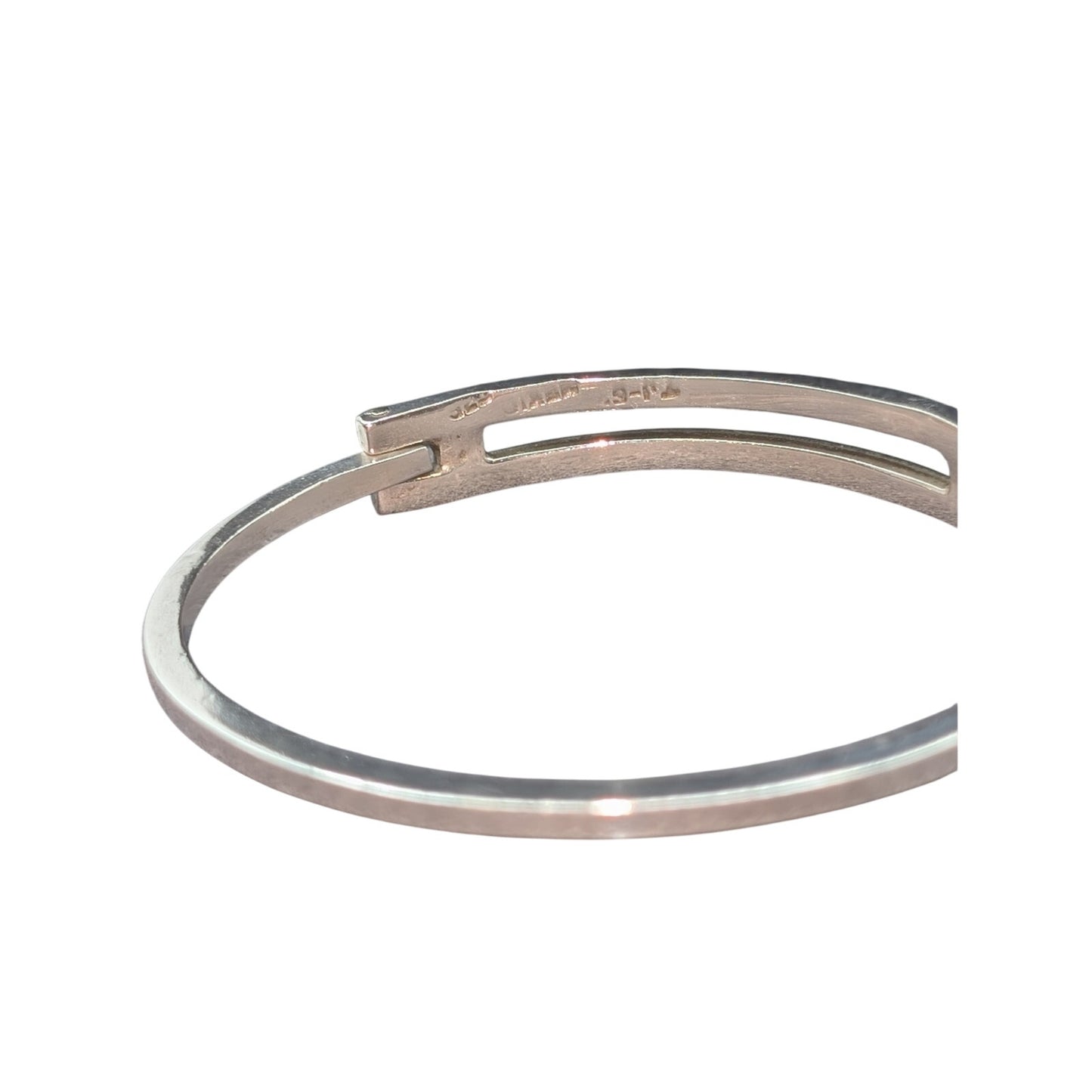 Vintage Taxco Mexico 925 Sterling Silver Double Front Bar Latch Bangle Bracelet