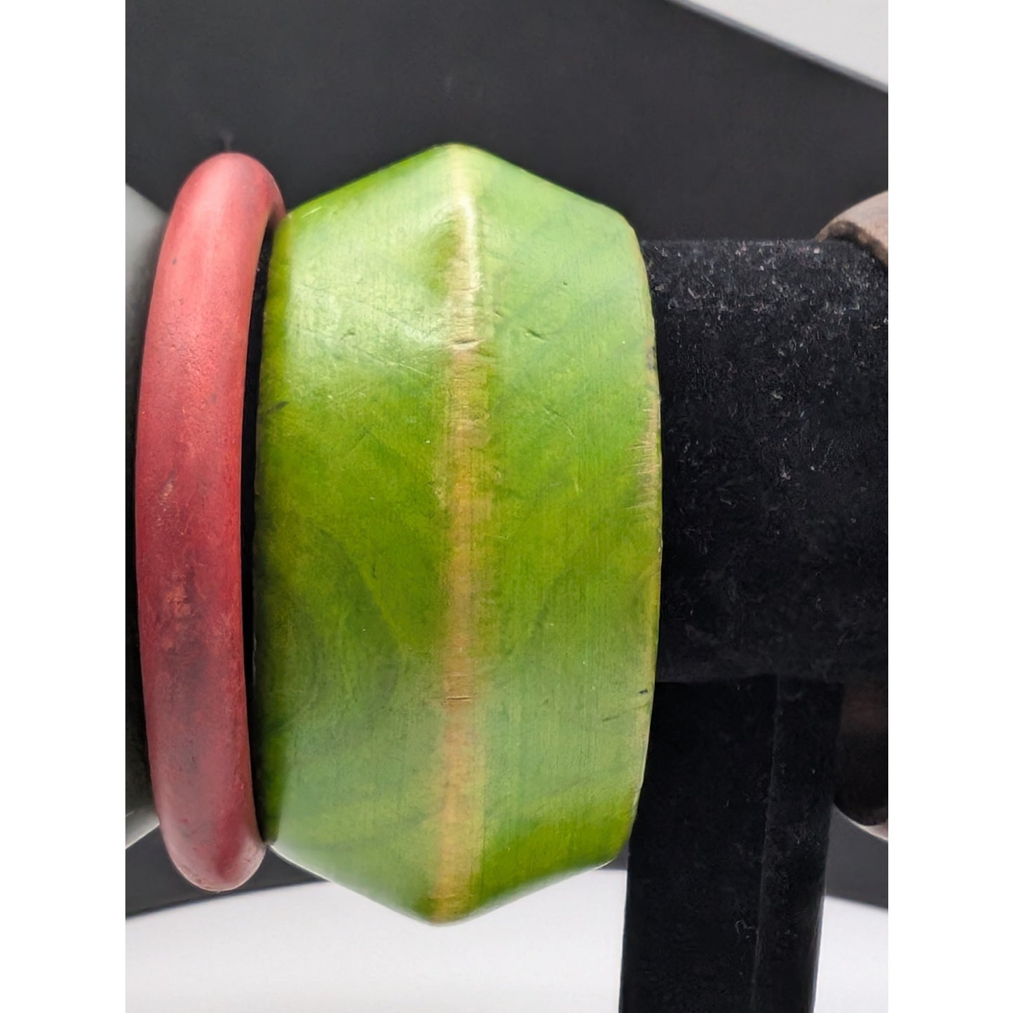 Lot of Five Vintage Wooden Bangle Bracelets Four Painted & Three Natural