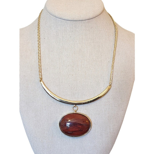 White House Black Market Gold Tone Chain Bar Pendant Necklace