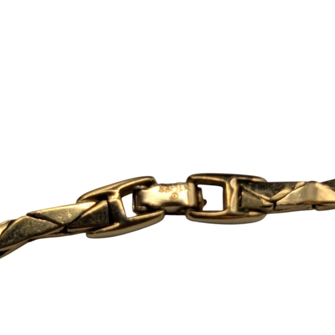 Vintage Napier Polished Gold Tone V Link Choker 15" Necklace