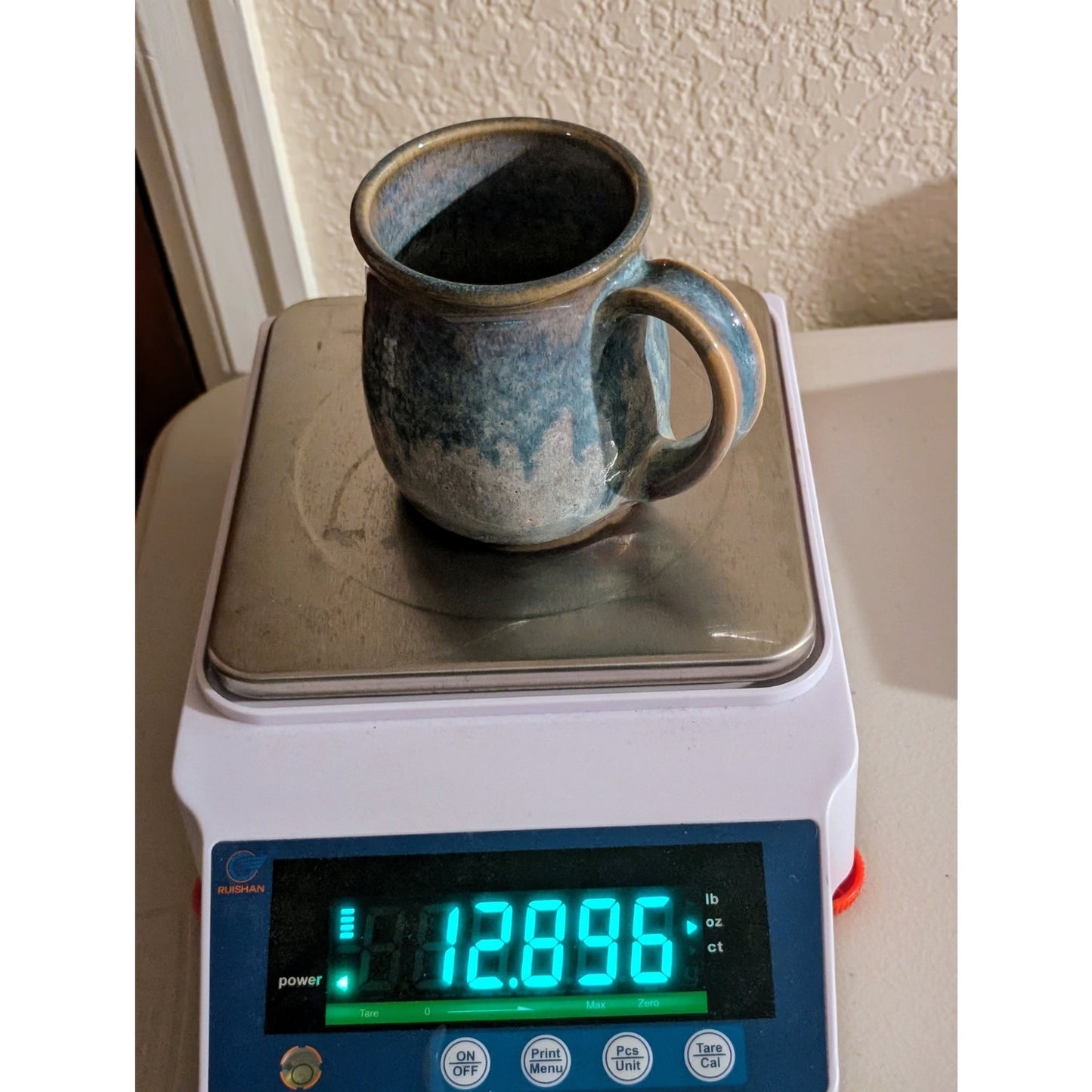 Signed Light Blue Hand Thrown Pottery Coffee Mug