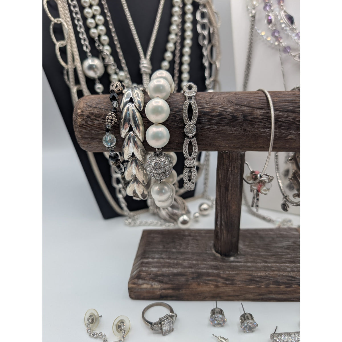 Reseller's Delight 47 Piece Silver Tone Vintage to Modern Costume Jewelry Lot