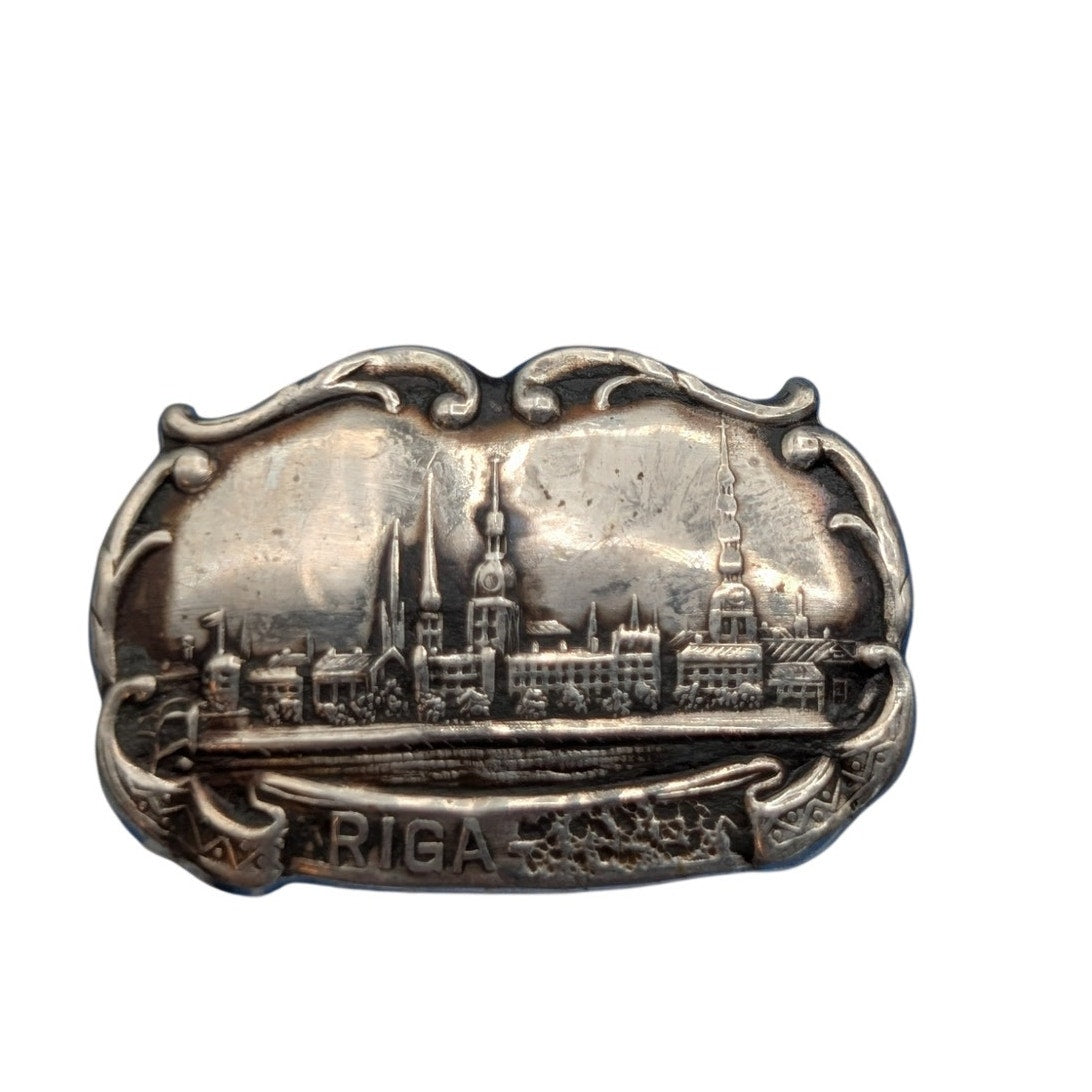 Antique Riga Latvia Silver Tone Pin