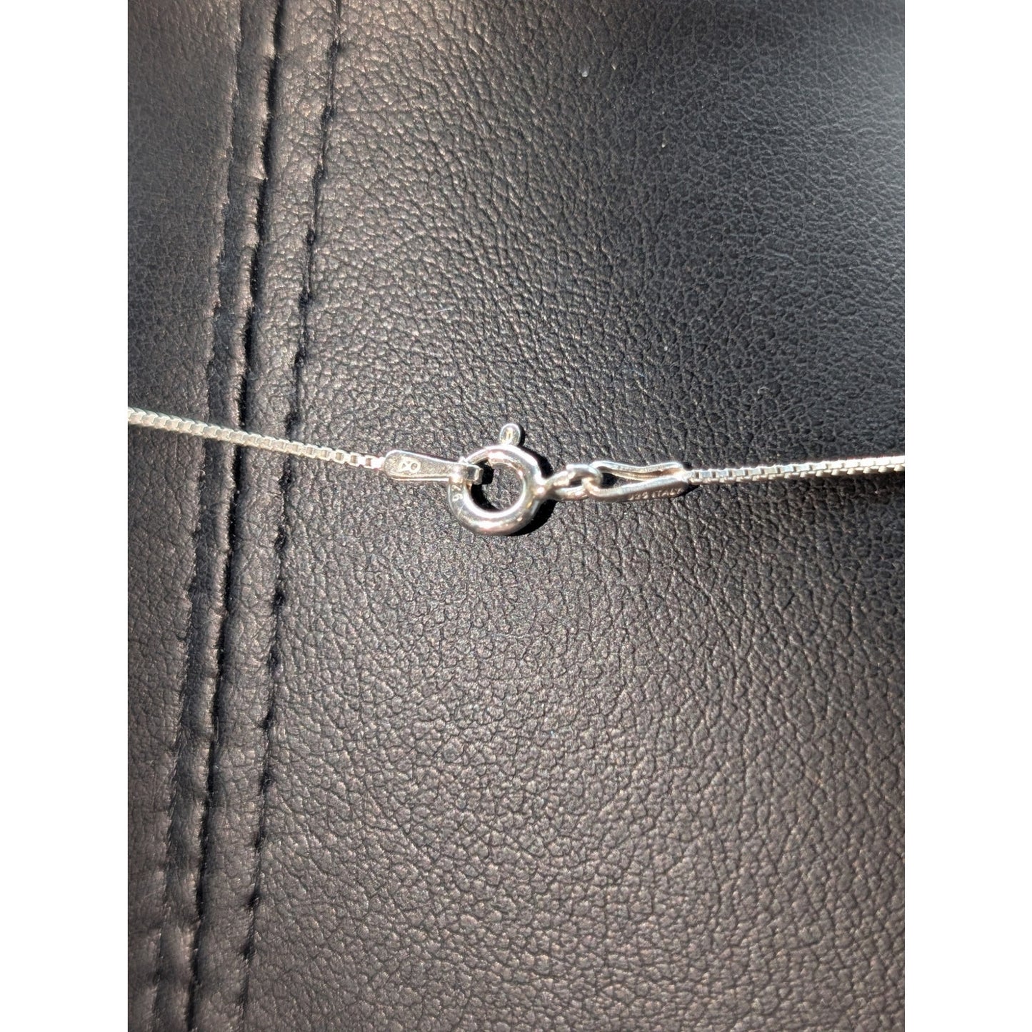 Vintage 925 Sterling Silver Turquoise Teardrop Pendant Box Chain 18" Necklace