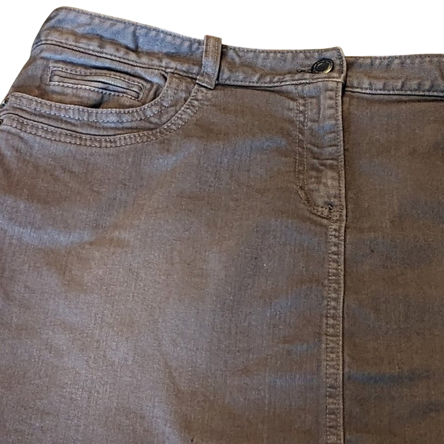 Ann Taylor Loft Women's Size 12 Taupe Denim Cotton Stretch Short Skirt