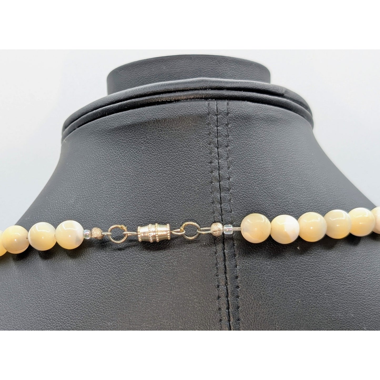 Vintage Mother of Pearl 8mm Bead 24" Necklace & Matching Dangle Earrings