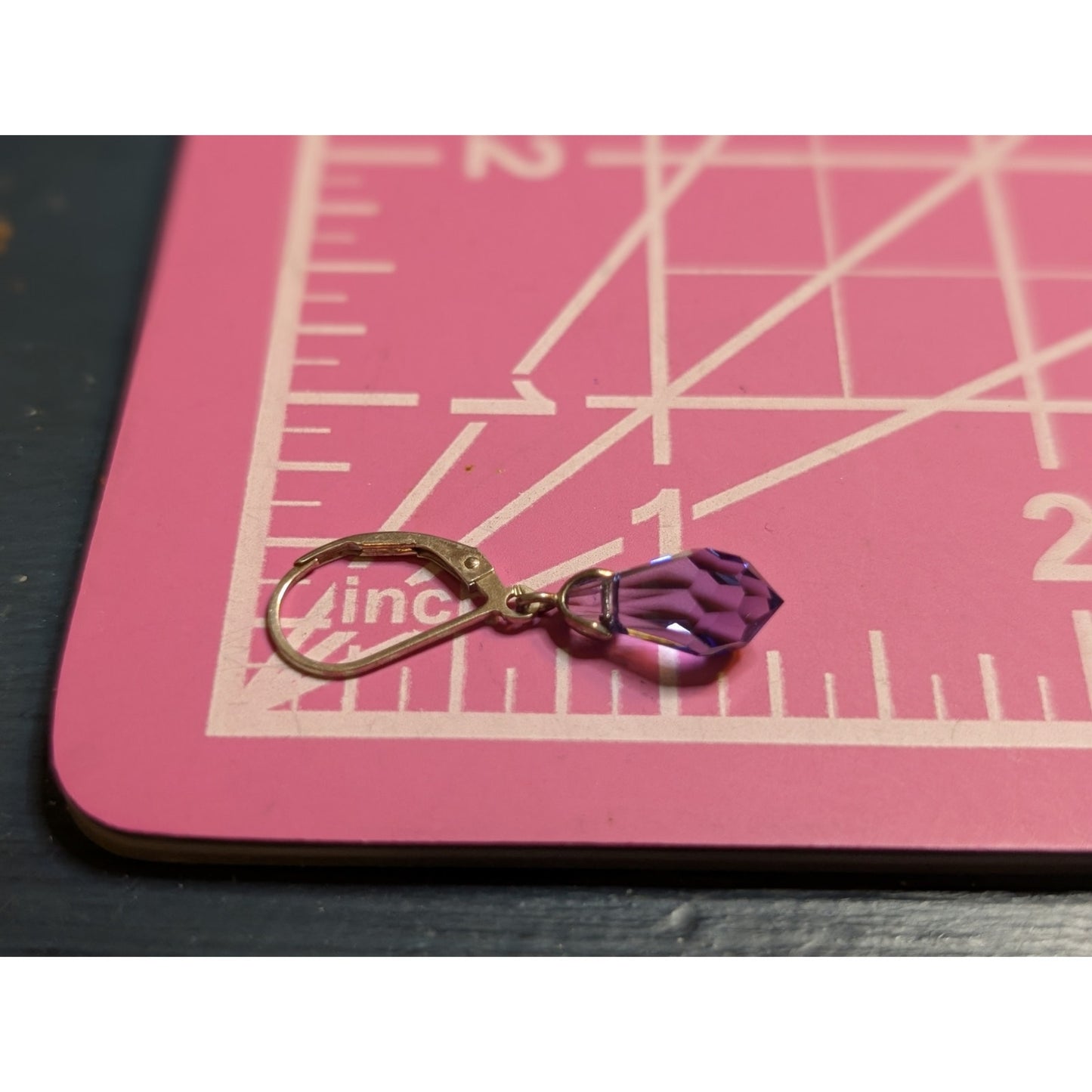 925 Sterling Lever Back Blue/Purple Faceted Crystal Briolette Dangle Earrings