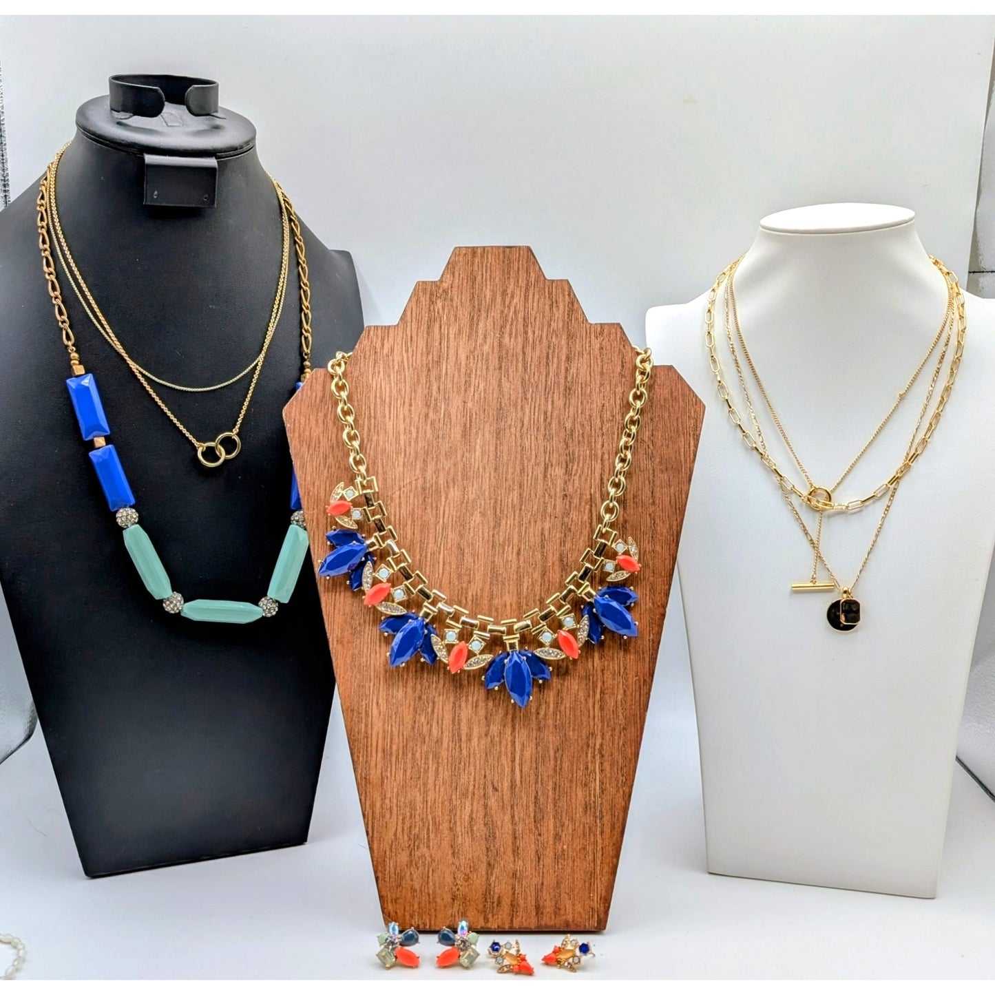 Lot of Three J.Crew Necklaces & One GV9 Avon Necklace W/ Matching Earrings