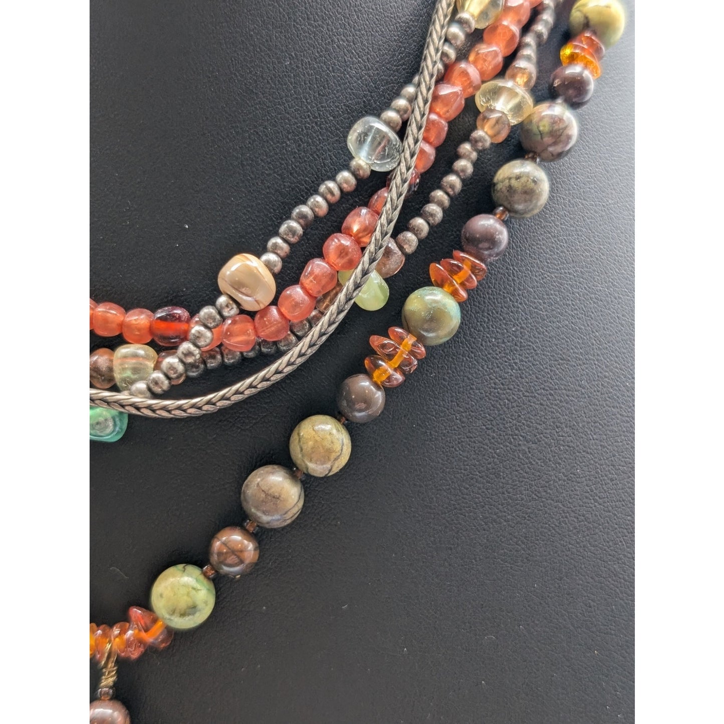 Lot of Two Boho Glass & Stone Bead Necklaces