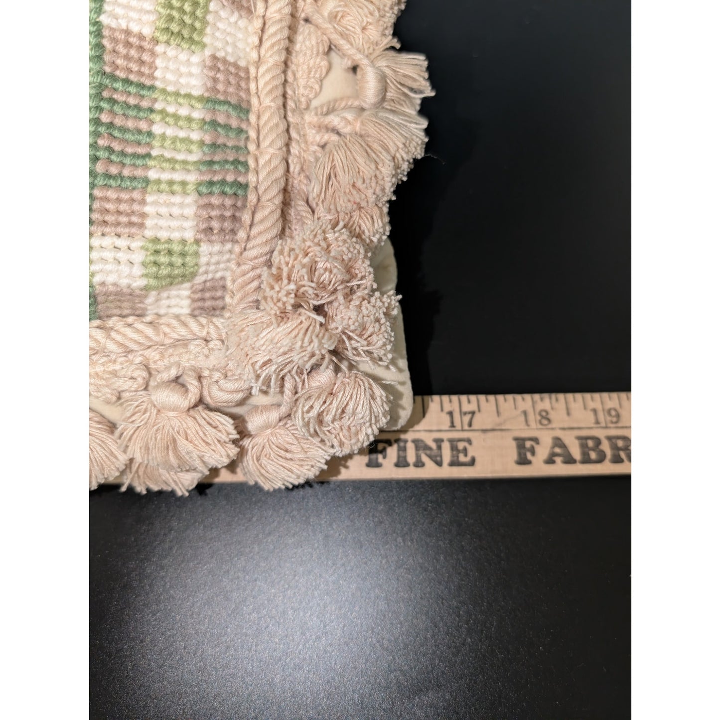 Vtg Needlepoint Botanical Hydrangea Velvet Back Tassel Fringe Zip Decor Pillow