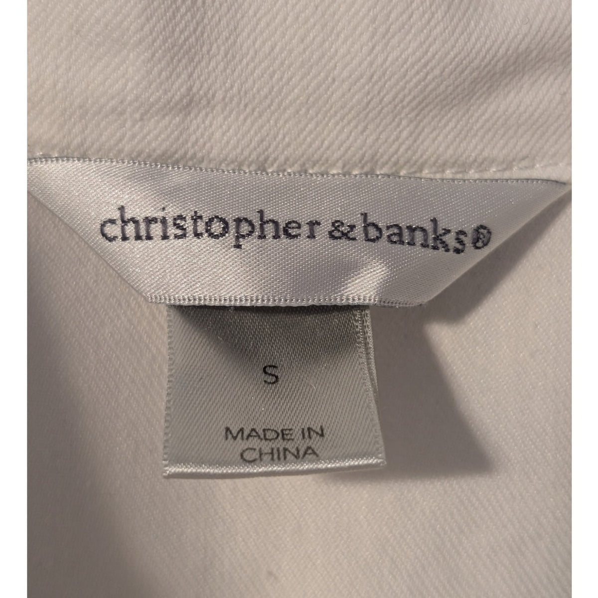 Christopher & Banks White Denim Silver Tone Button Front Flower Color Vest Sz S