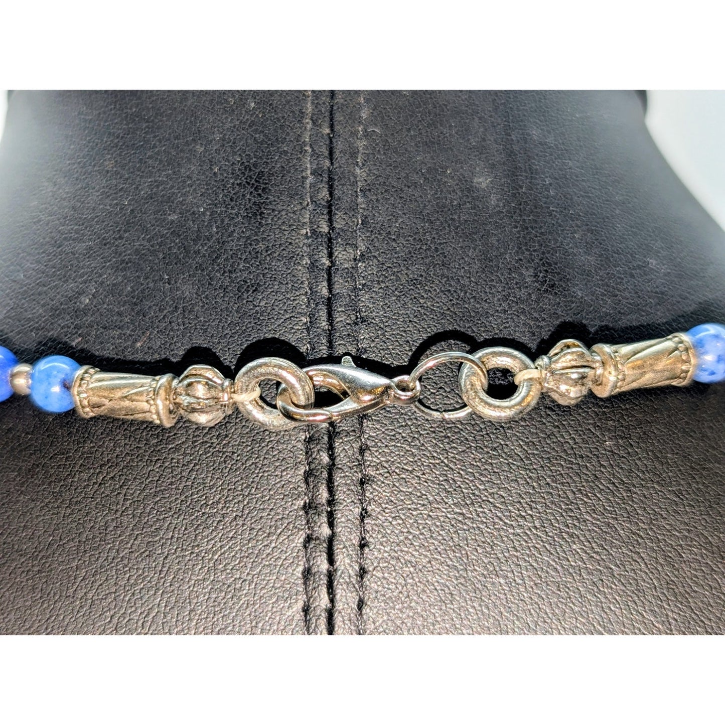 Blue Stone Silver Tone Beaded 18" Necklace and 7.5" Bracelet Set