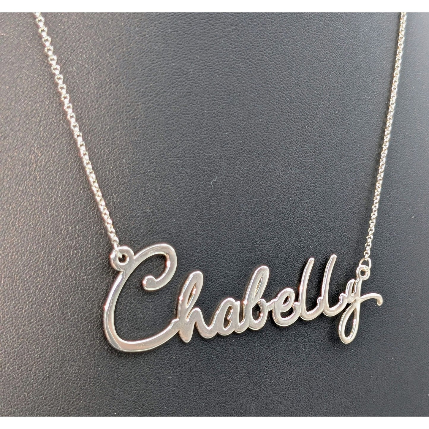925 Sterling Silver Cursive Name 'Chabelly' 20.25" Chain Necklace