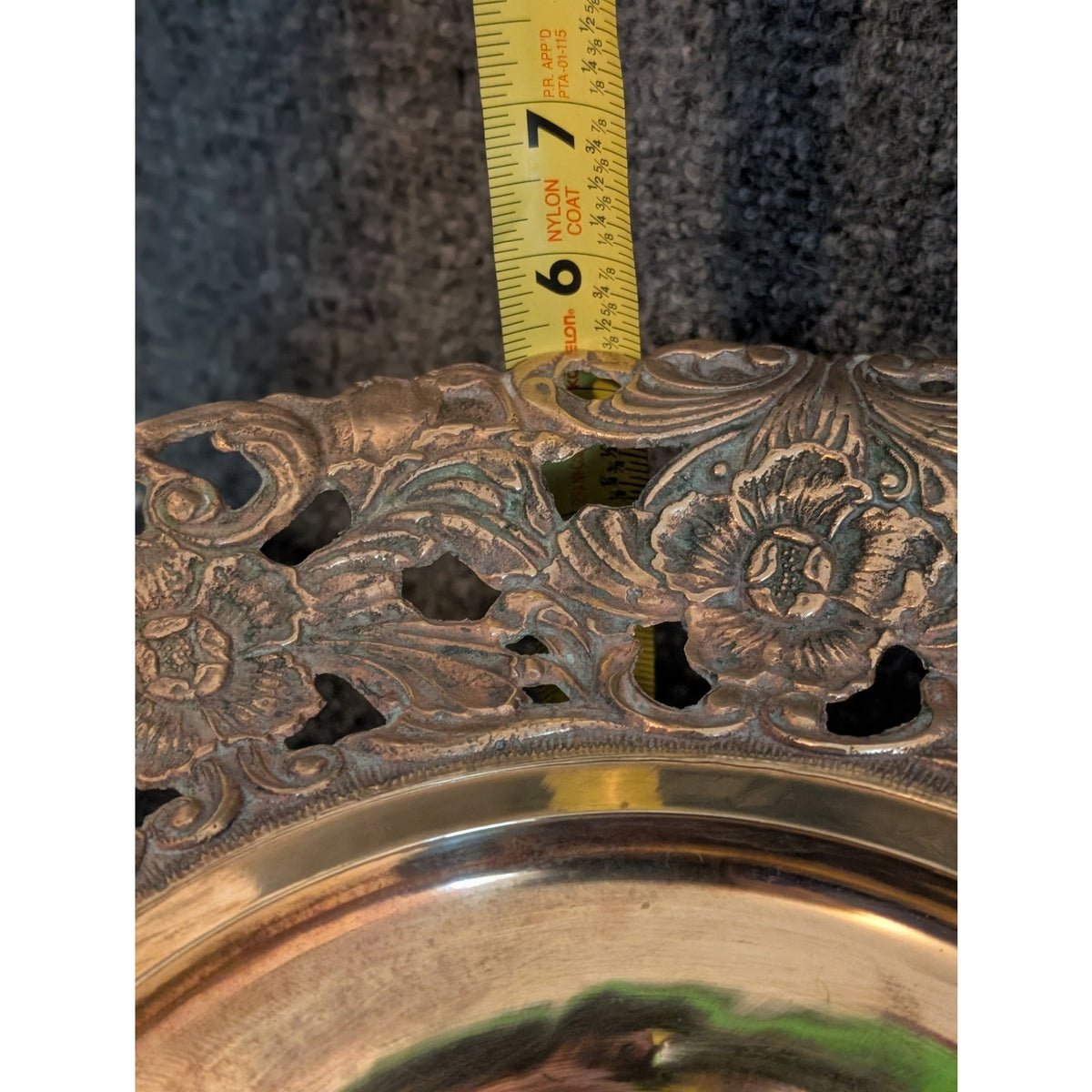 Vintage Brass Ornate Cut Out Floral Pedestal Bowl Compote