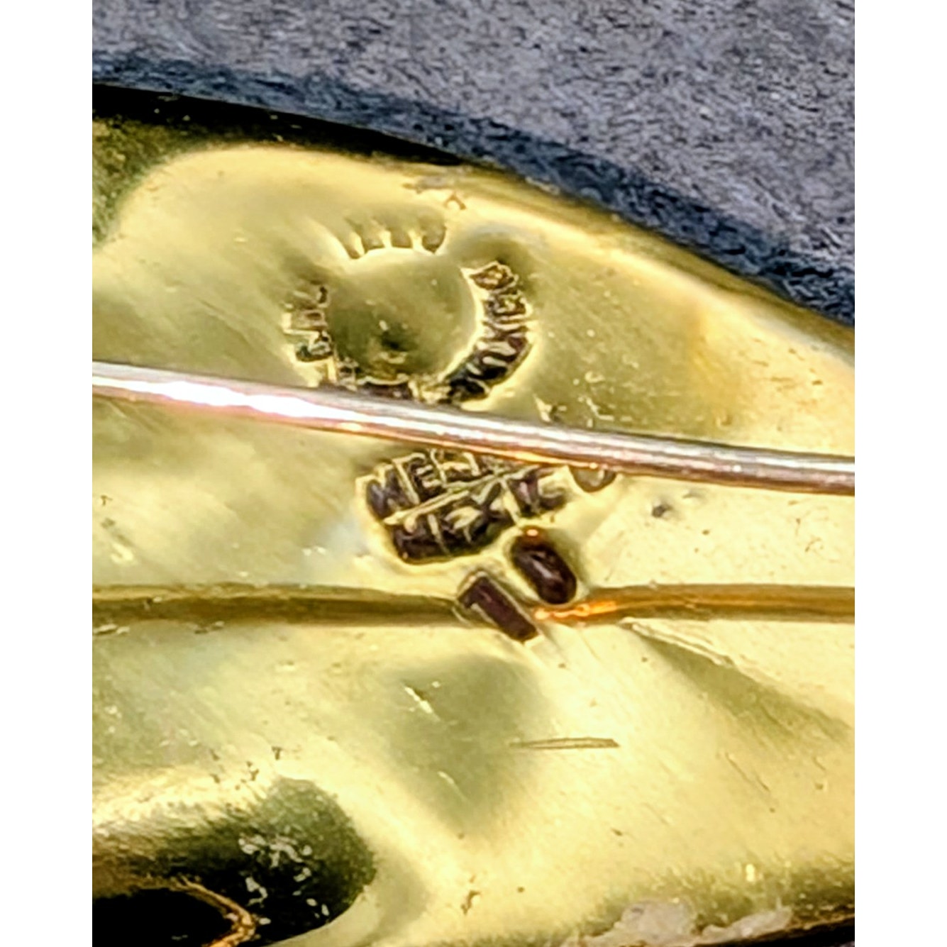 Signed Los Castillo Taxco Mexico Brass & Abalone Fish Shaped Brooch