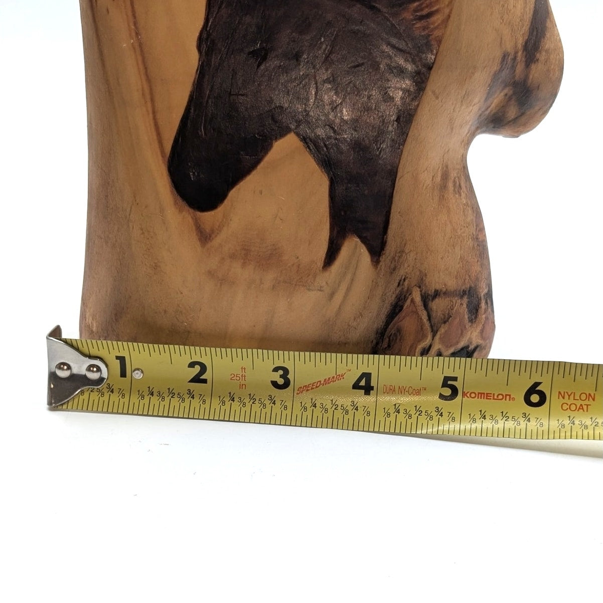 Artisan Created Wood Burned Horse Head Log Pillar Candle Holder