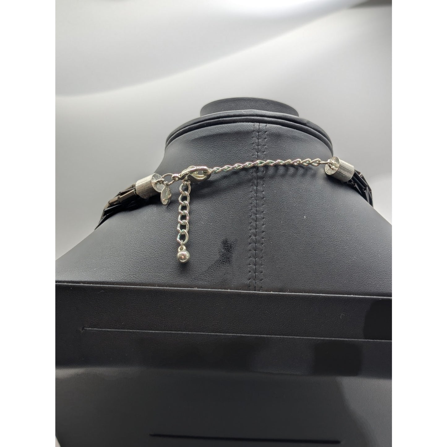 Chico's Chunky Bold Black White Multi-Beaded Chain Pendant 18"-22" Necklace