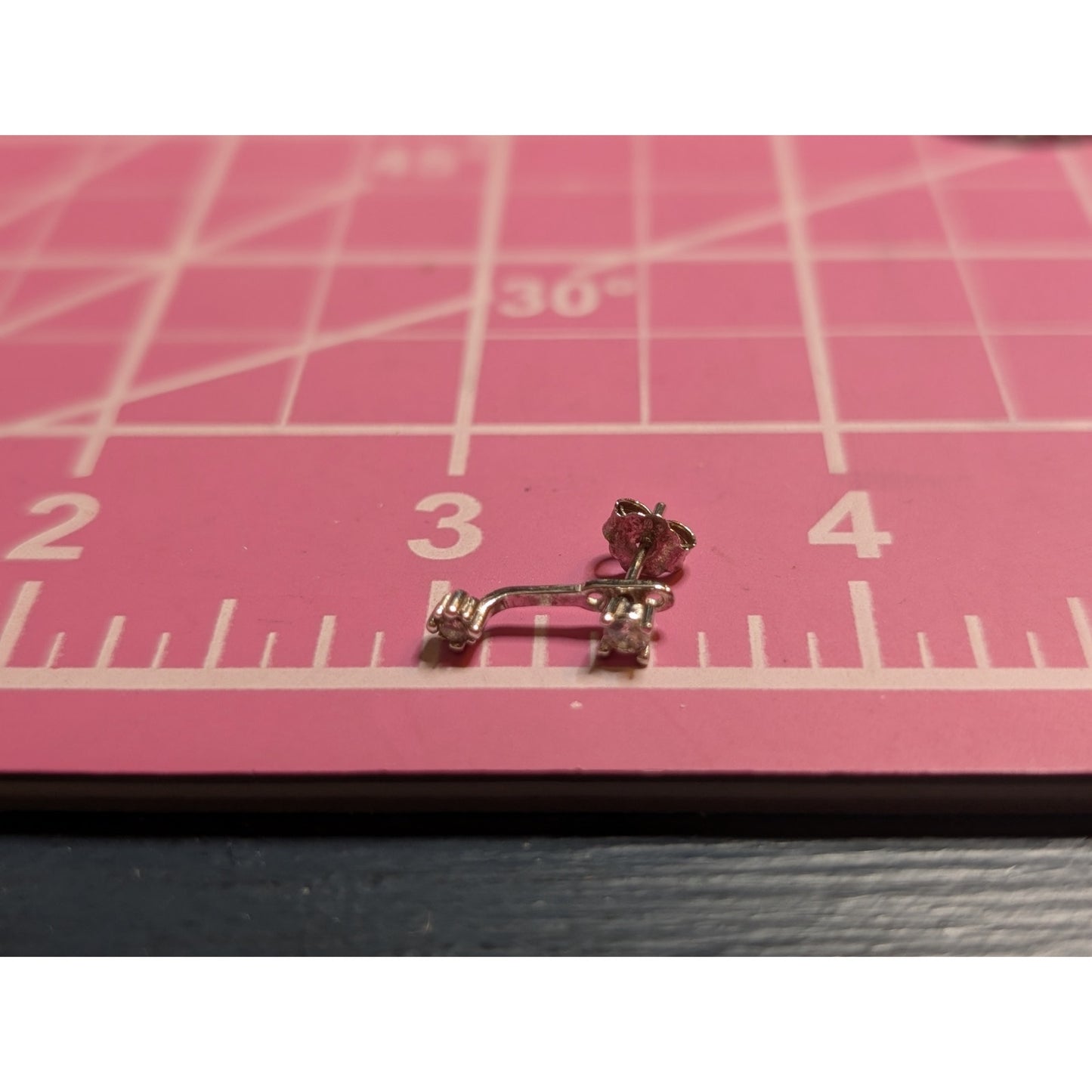 925 Sterling Silver Two Earrings in One CZ Stud W/ Attachment