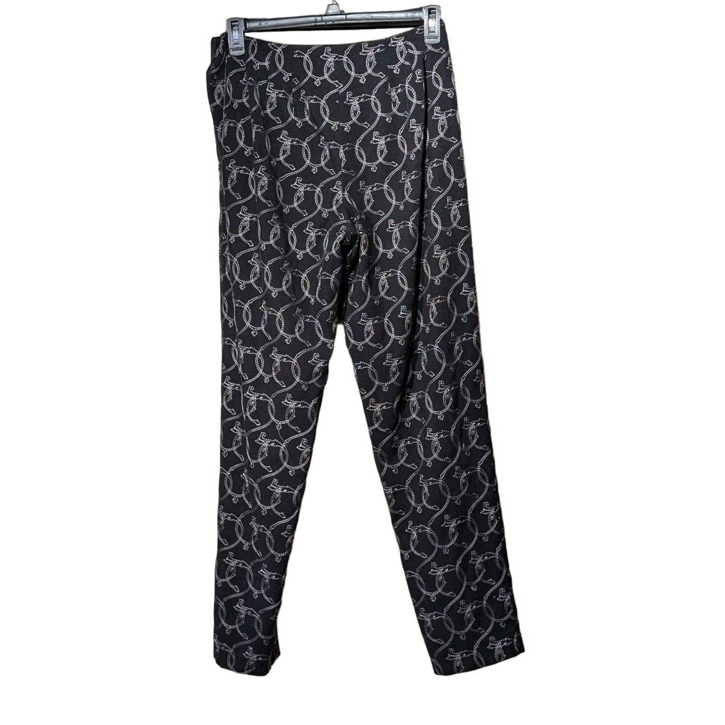 Talbots Black All Over Top Stitch Flat Front Side Stretch Zip Pant Womens Sz 10