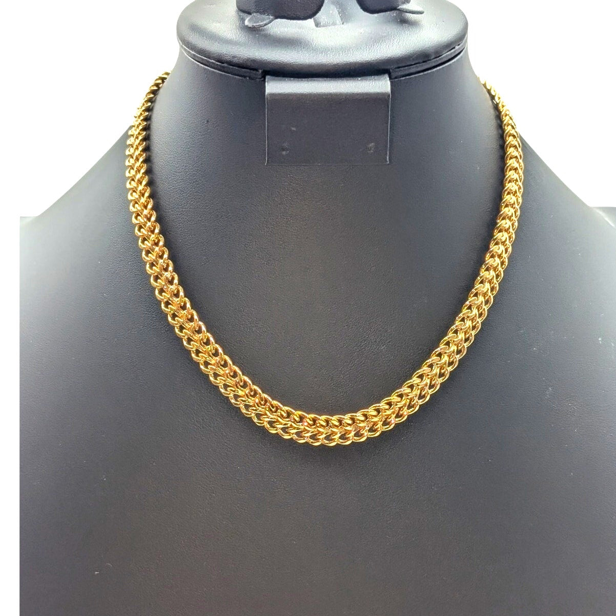 Vintage Monet 3/8" Wide Double Curb Gold Tone Chain Collar 17.5" Necklace