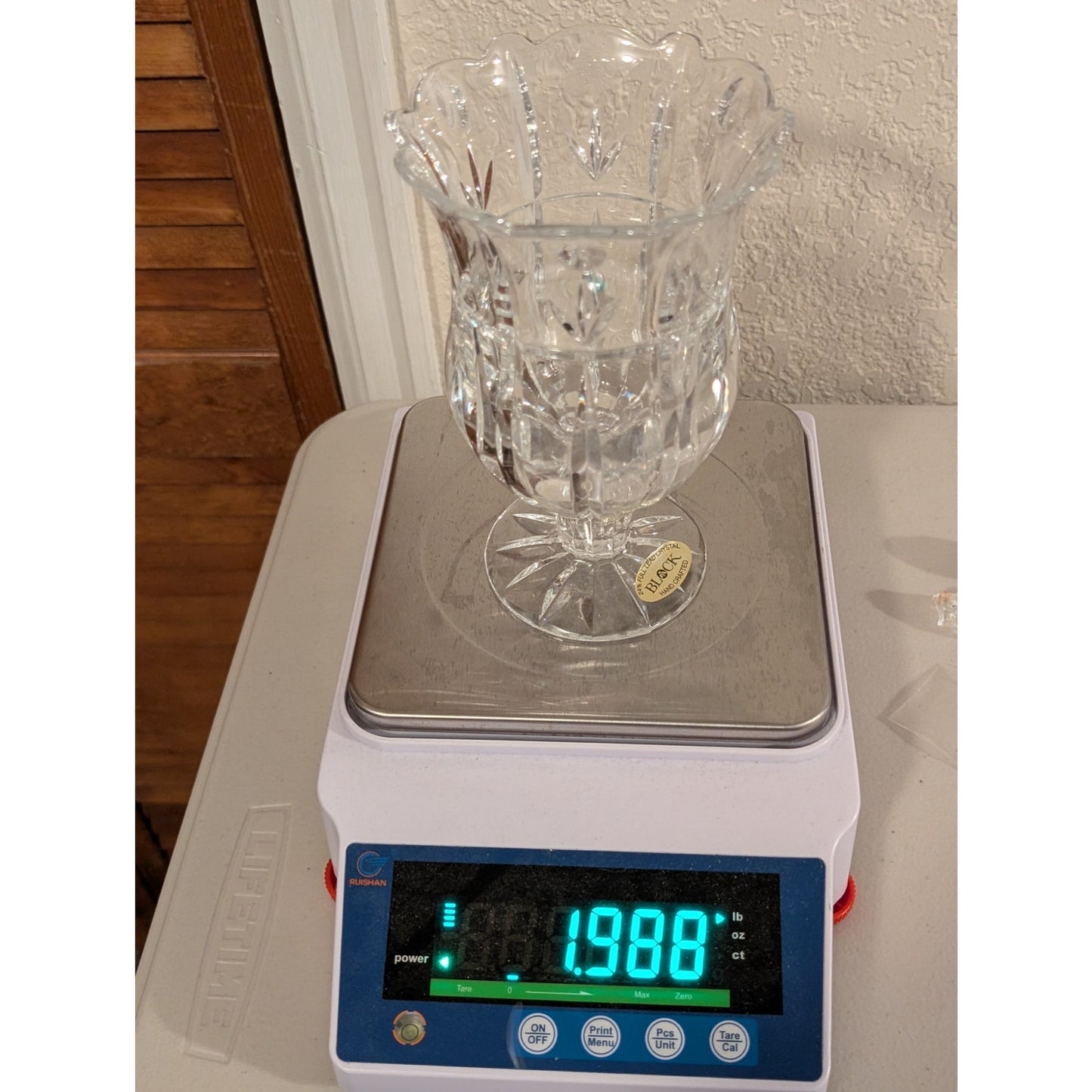 Block Crystal Tulip Garden Hurricane Footed Pedestal Vase