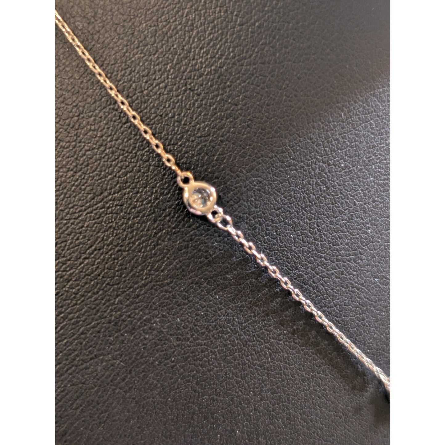 Marked LBOS CZ Crystal Silver Tone 15.5-17.5" Necklace