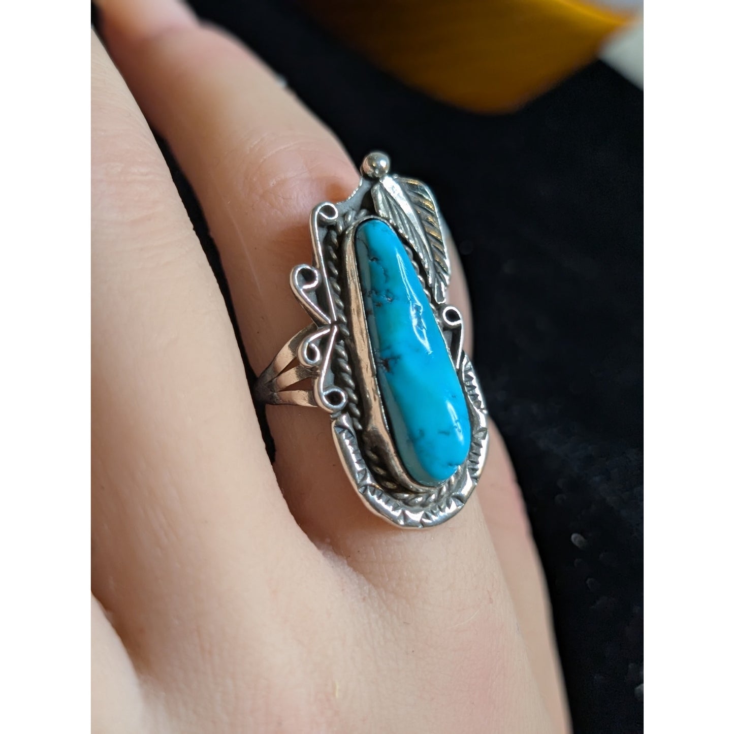 Southwest 925 Sterling Silver & Turquoise Ring-Sz 4.75