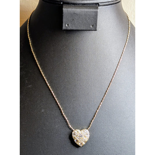 Brilliance 14k Gold Flash Plated Cubic Zirconia Baguette Heart Necklace