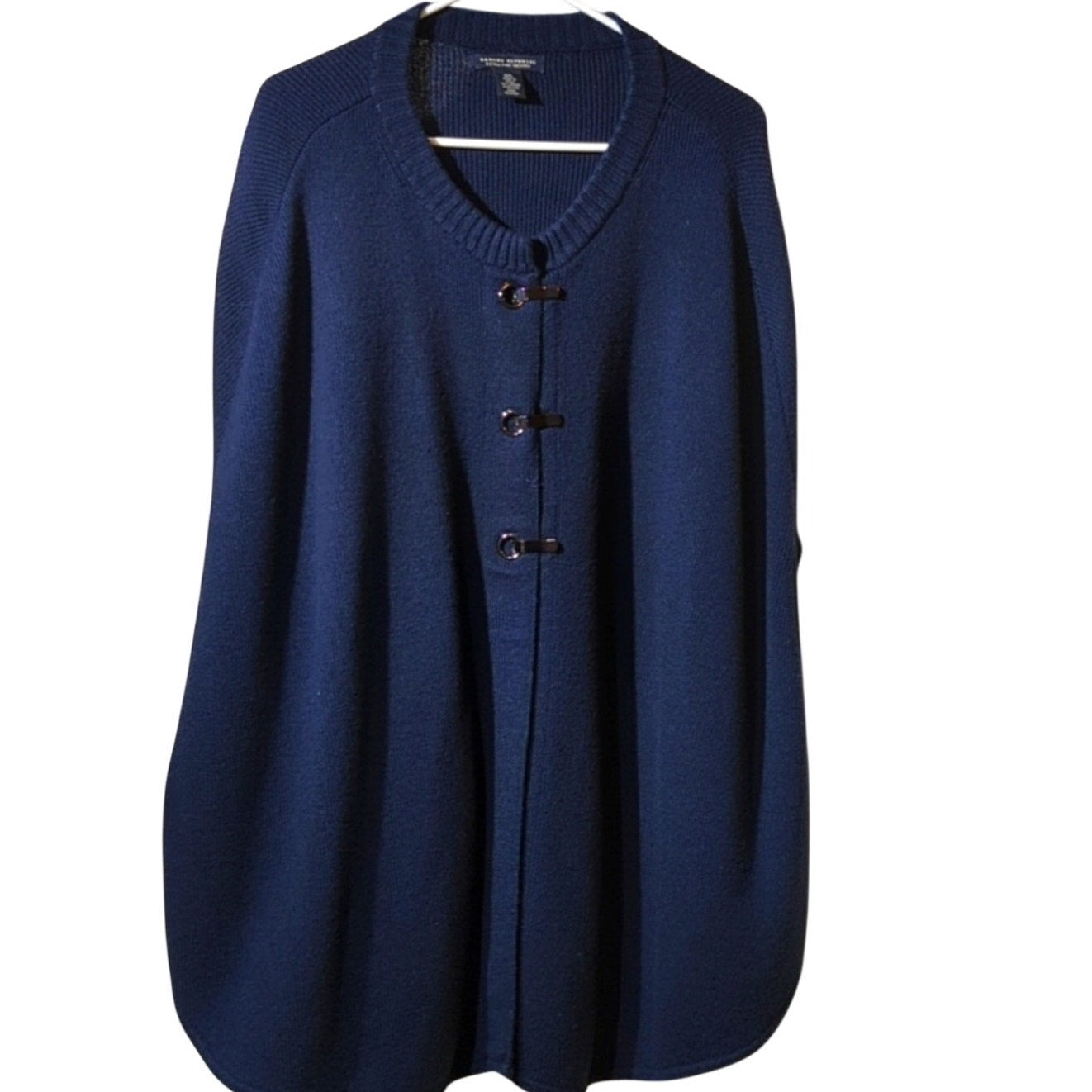Banana Republic 100% Extra Fine Merino Wool Navy Sweater Cape Womens Sz M/L