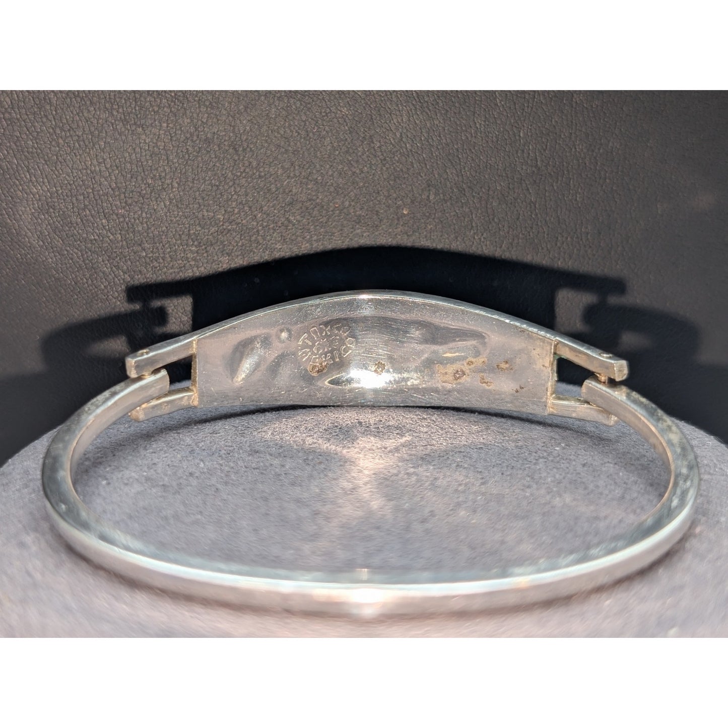 Vintage Turquoise Abalone Inlay Sterling Silver Cuff Bracelet Signed Taxco 925