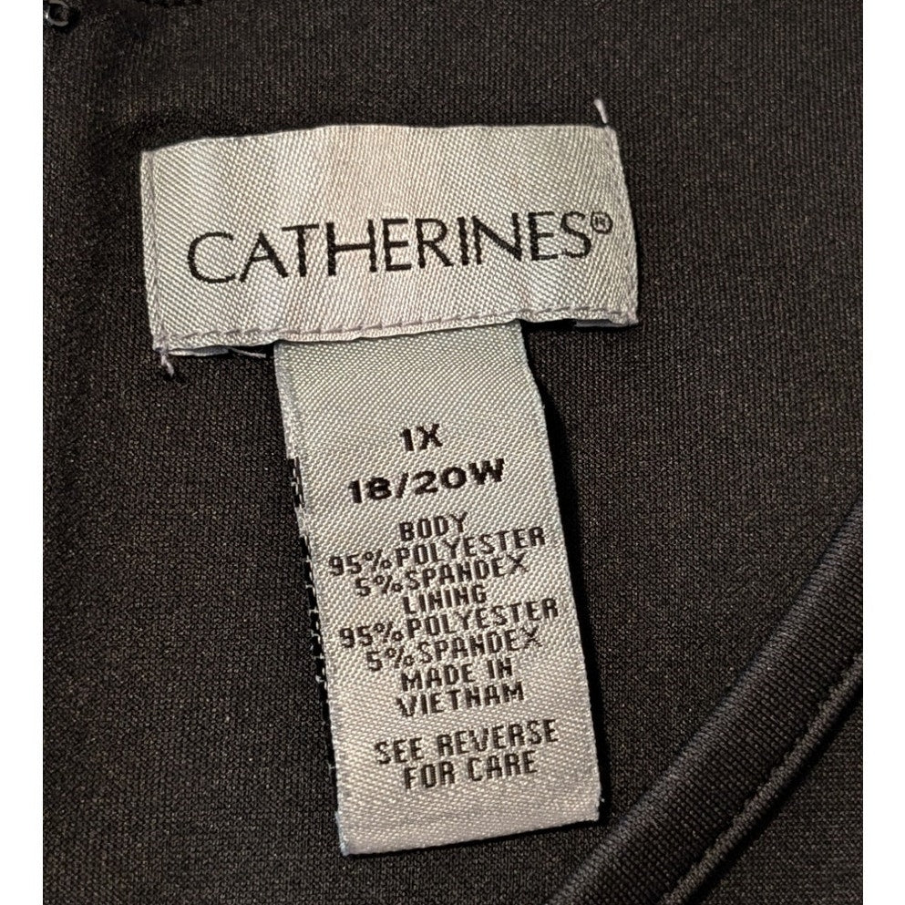 Catherines Black V-Neck Sleeveless Cut Out Hem Pleated Midi Dress Womens Sz 1X