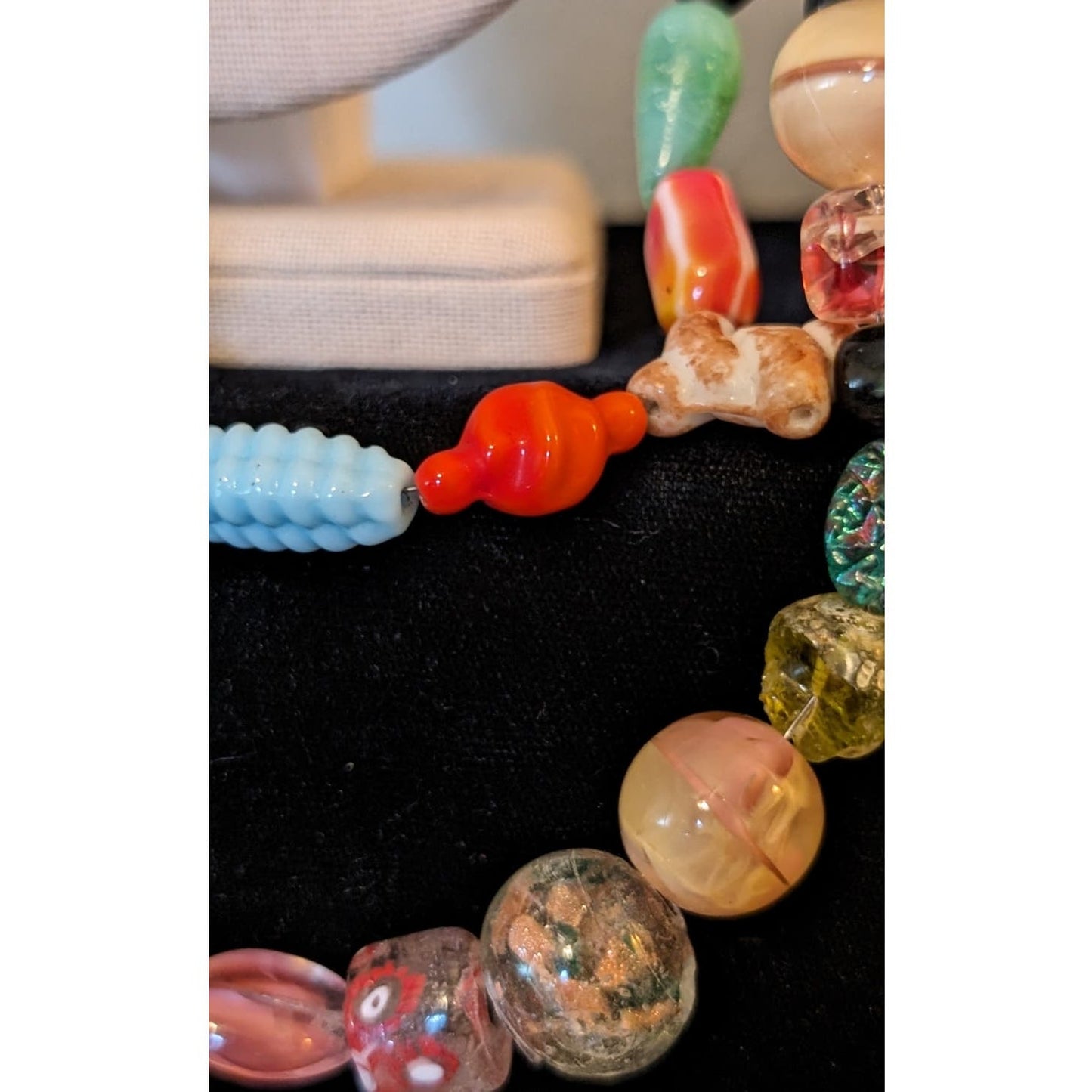 Long Multi Color Multi Shape Glass Bead Strung on Wire 64" Strand