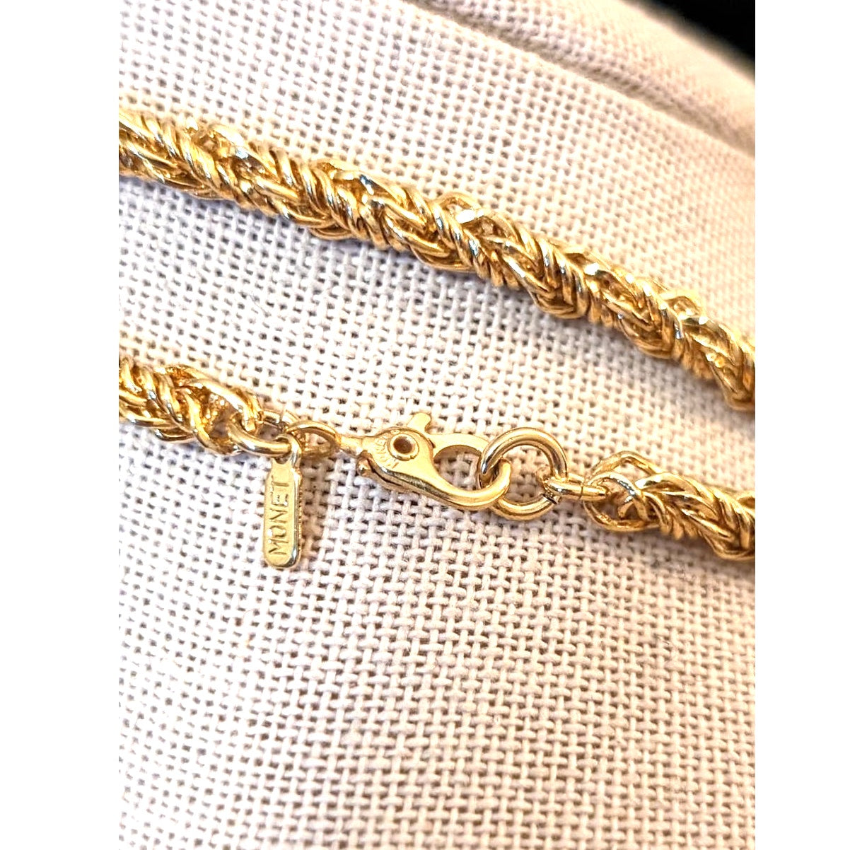 Monet Shiny Diamond Cut Gold Tone Chain W/ Special Monet Clasp 58" Necklace