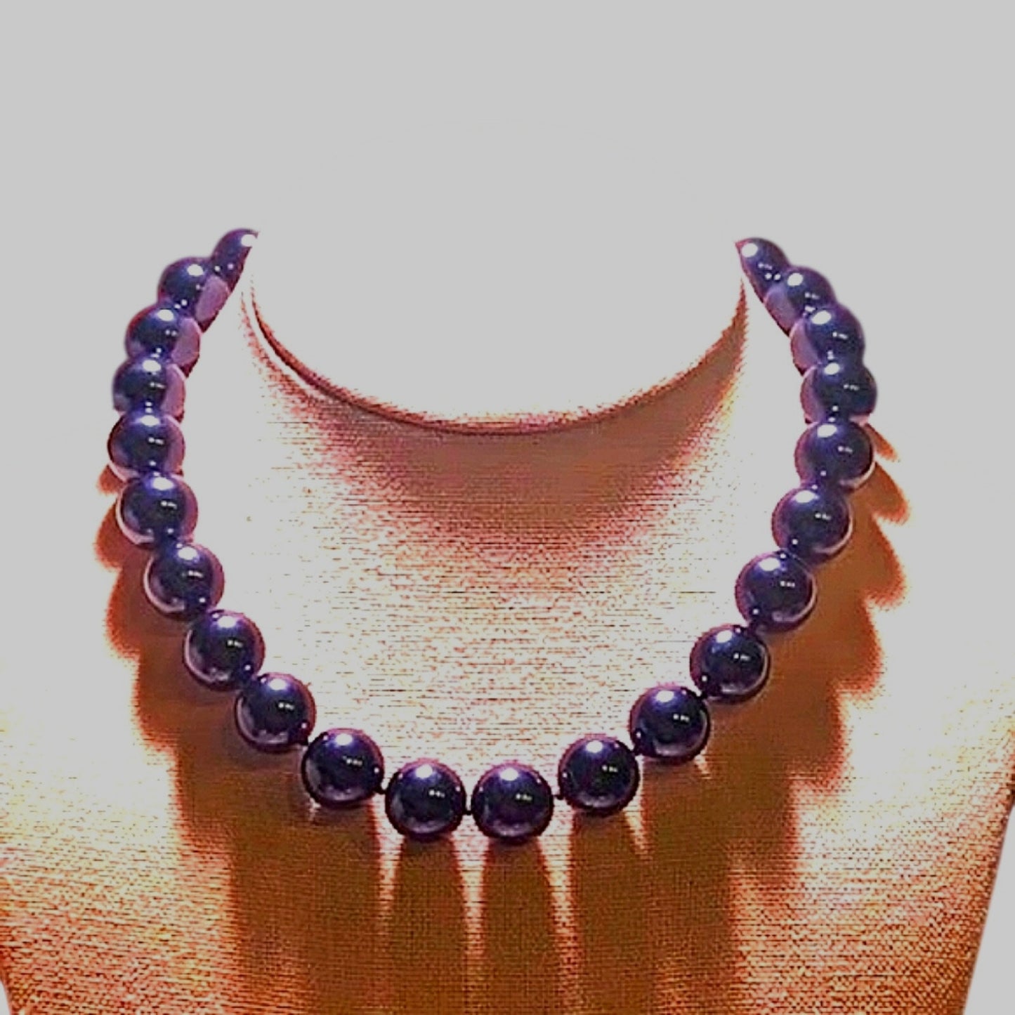 Charter Club Metallic Navy Blue Faux Pearl Beaded Collar Necklace