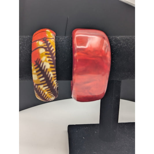 Vintage Red/Orange Marbled Possibly Bakelite Bangle Bracelet Plus One