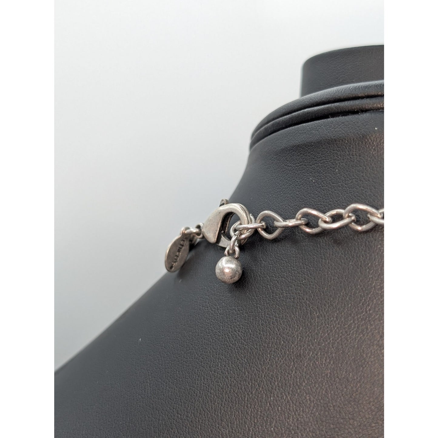 Chico's Silver Tone Pewter Look Multi-Rondelle Charm Beaded Snake Chain Necklace
