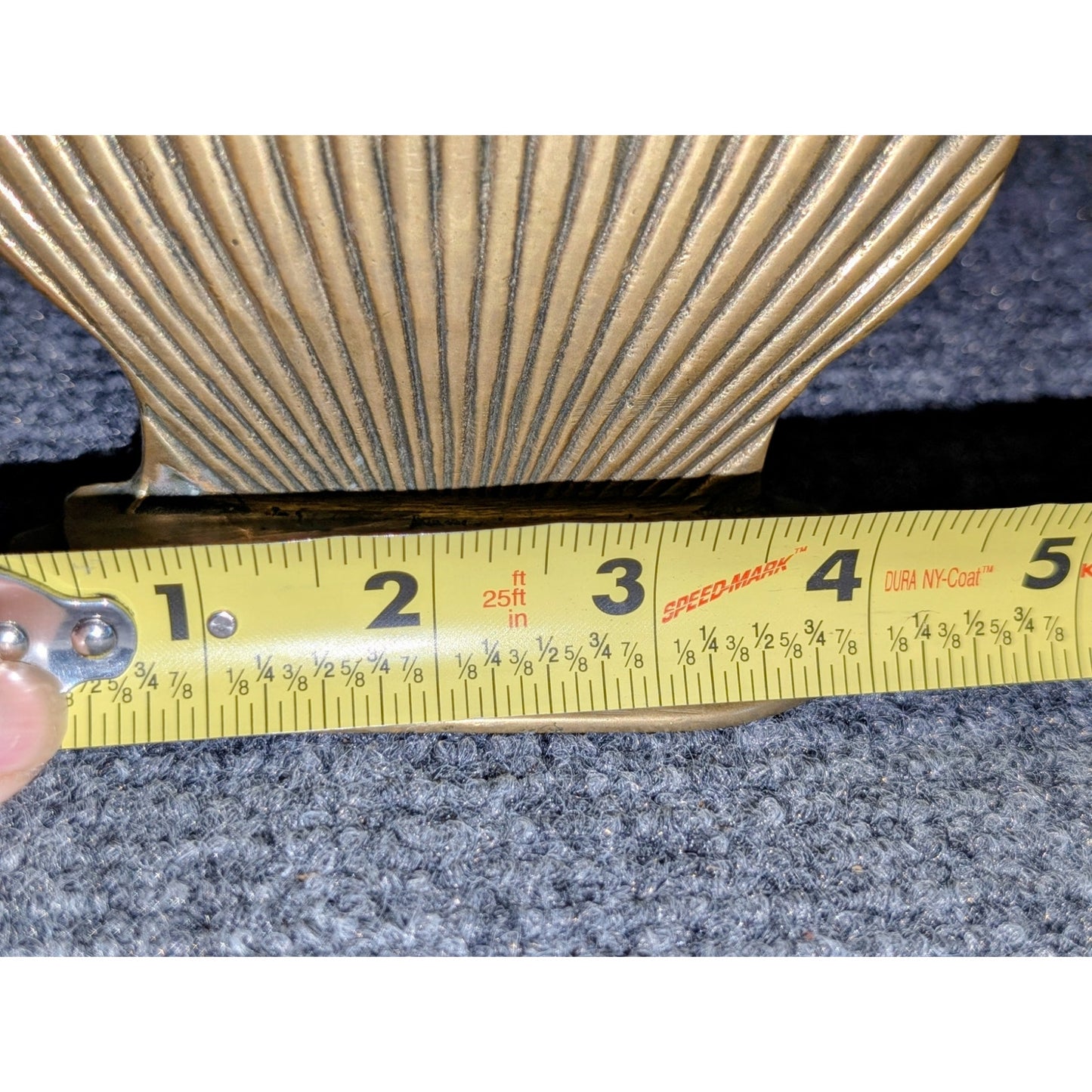 Vintage 1960s Seiden International Solid Brass Scallop Shell Bookend Doorstop