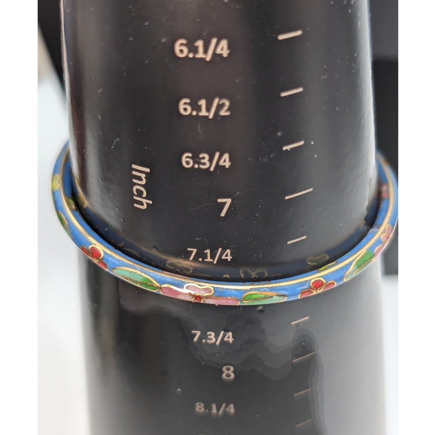 Vintage Thin Blue Floral Cloisonne Bangle Bracelet