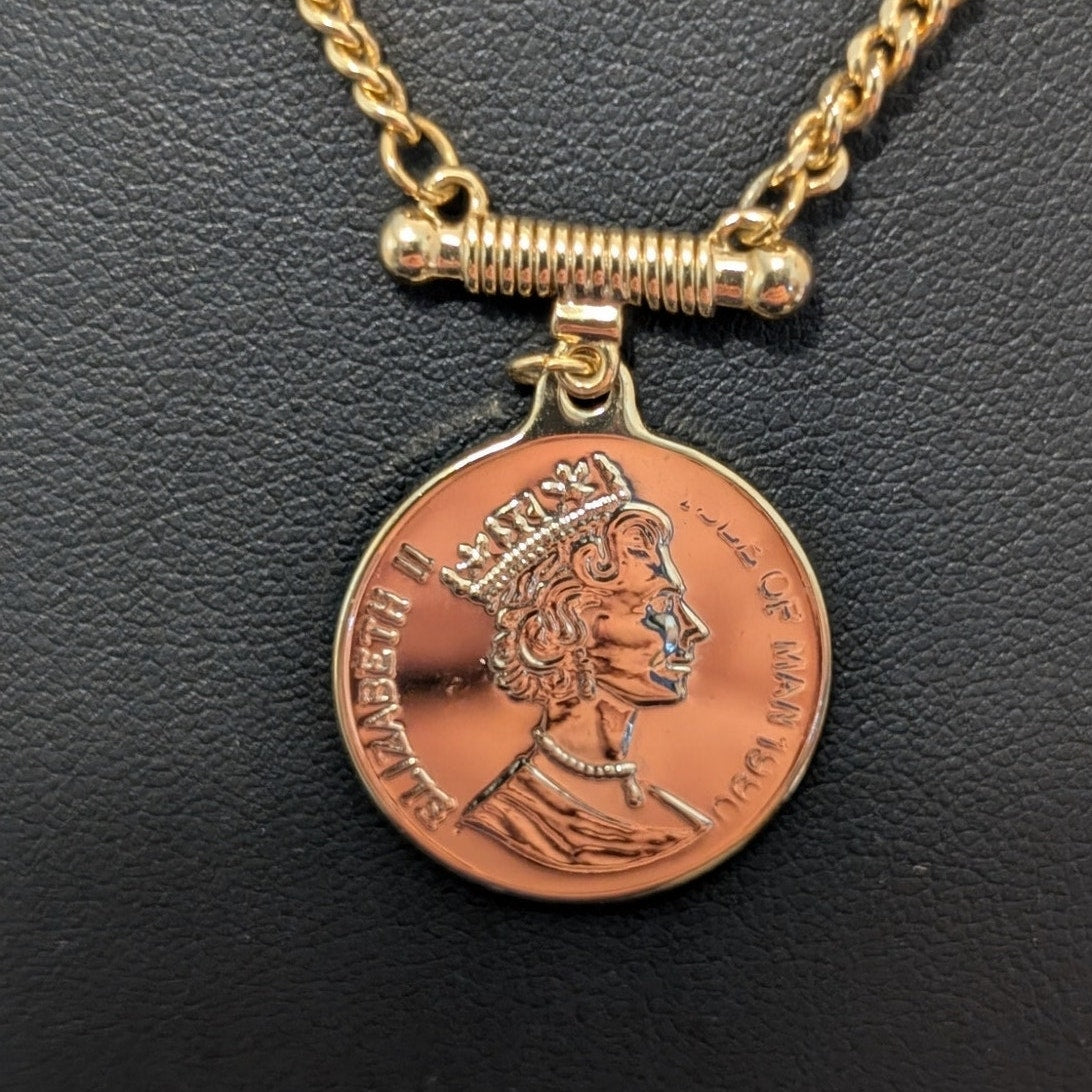 Queen Elizabeth Canada Gold Tone Coin Chain 18" Necklace