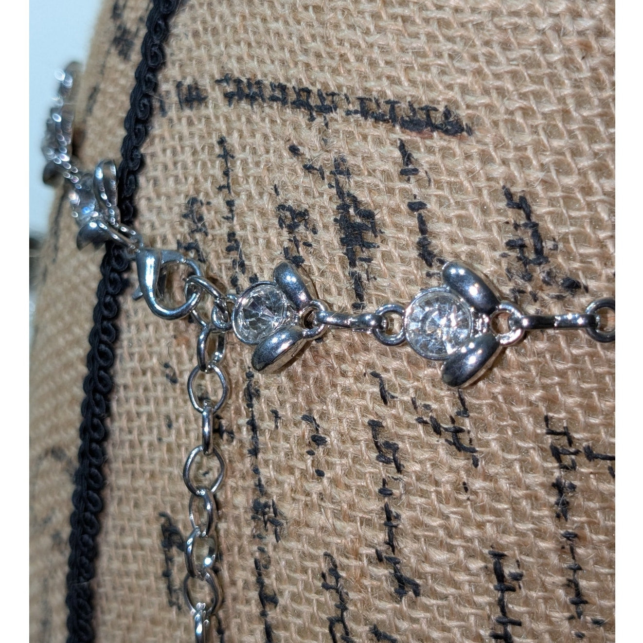 Vintage Silver Tone Rhinestone Chain Link Belt 32"-52"