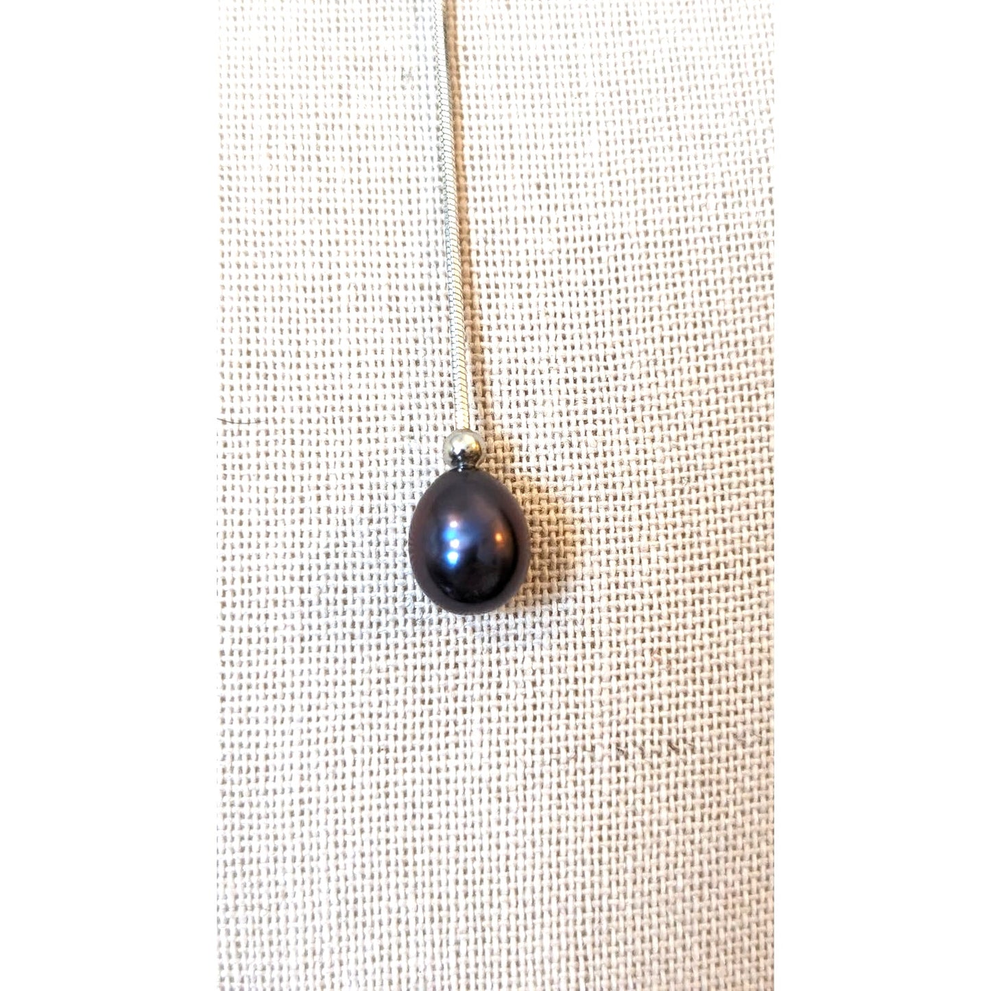 Teardrop Black Pearl 925 Sterling Lariat Necklace
