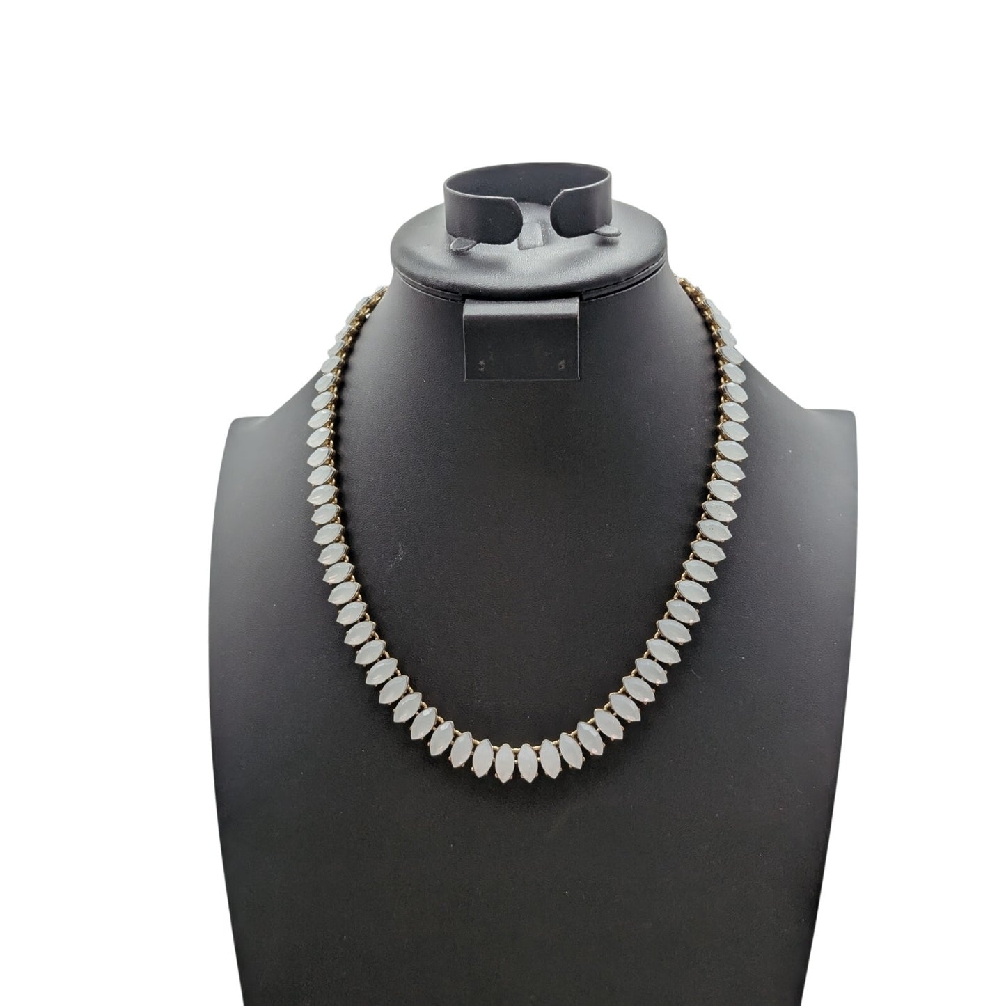 Vintage Marquis Opalish Crystal Rhinestone Gold Tone 17"-20" Necklace