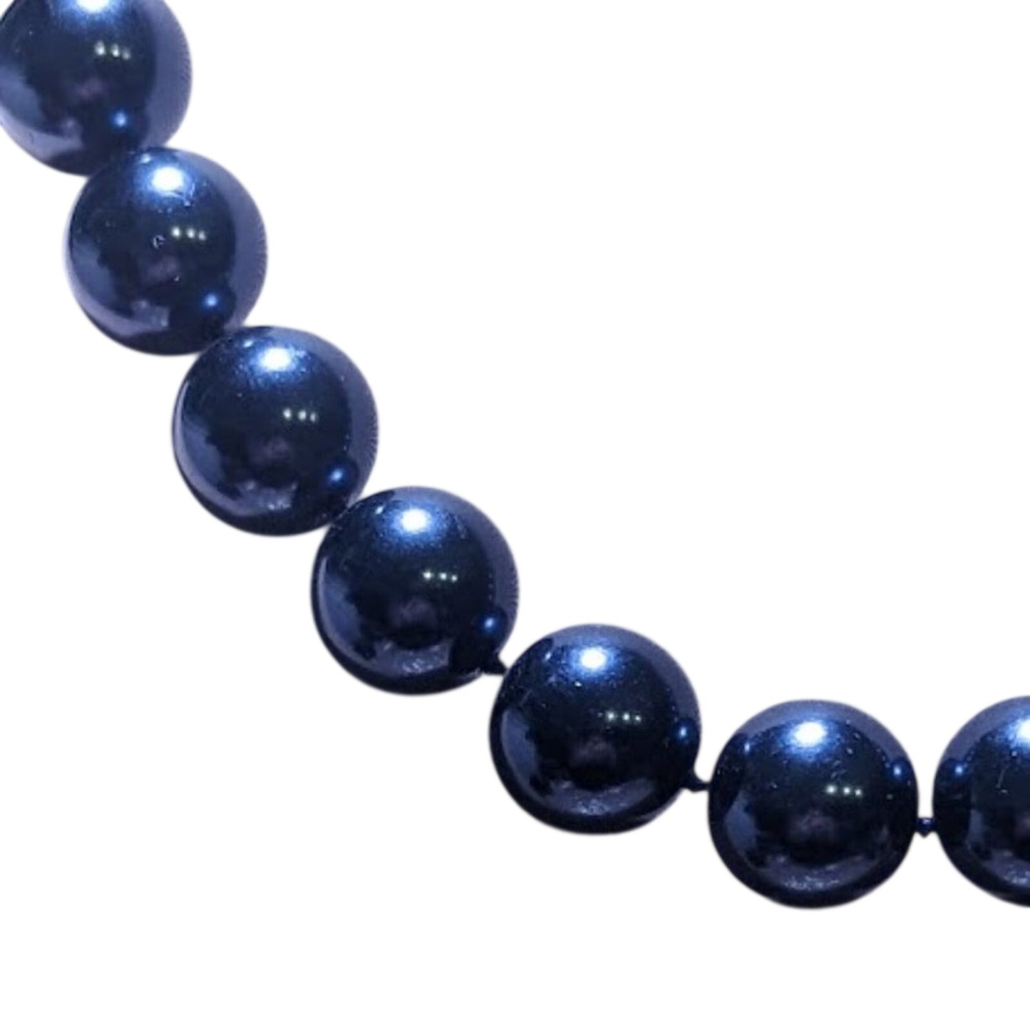 Charter Club Metallic Navy Blue Faux Pearl Beaded Collar Necklace